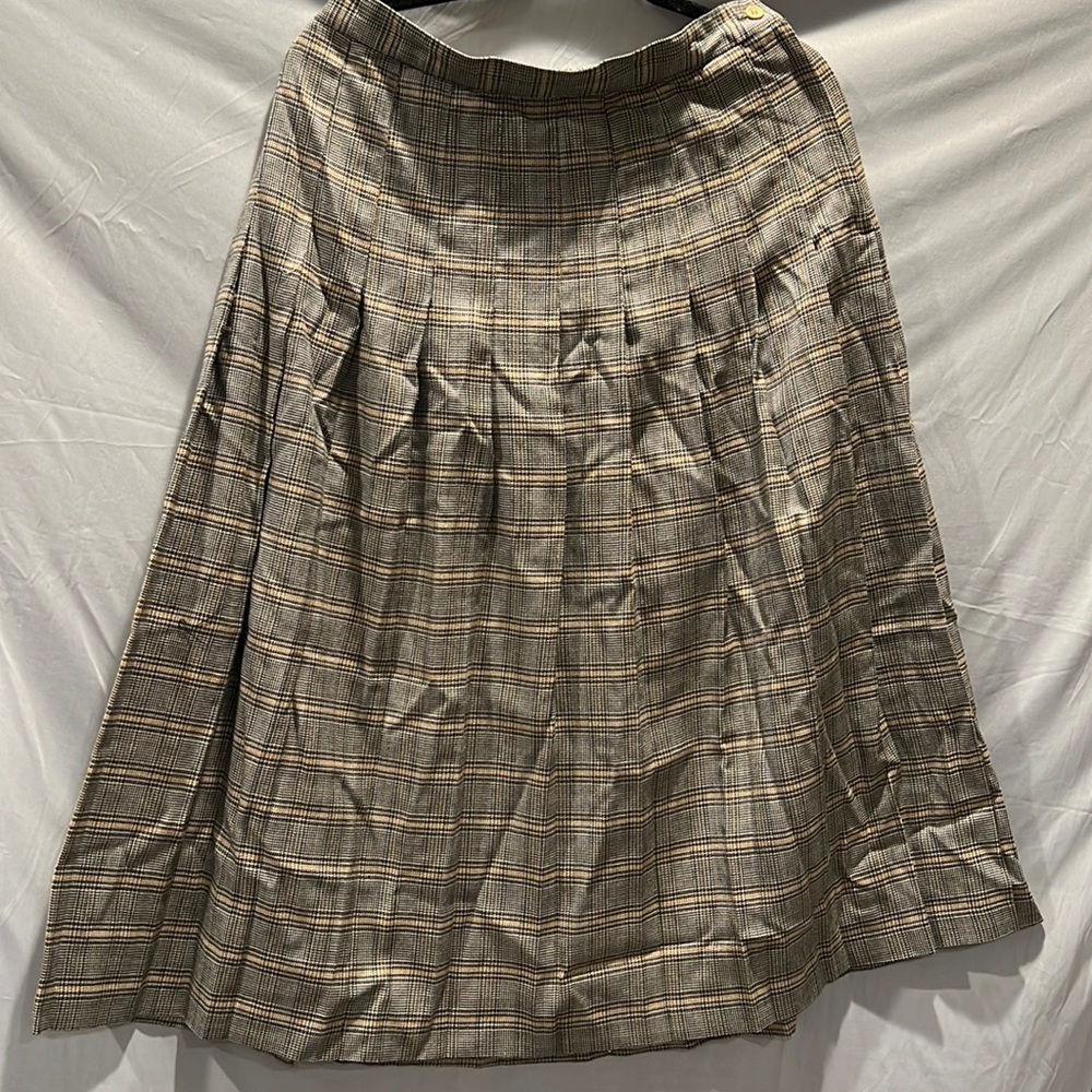 Long plaid side zip skirt